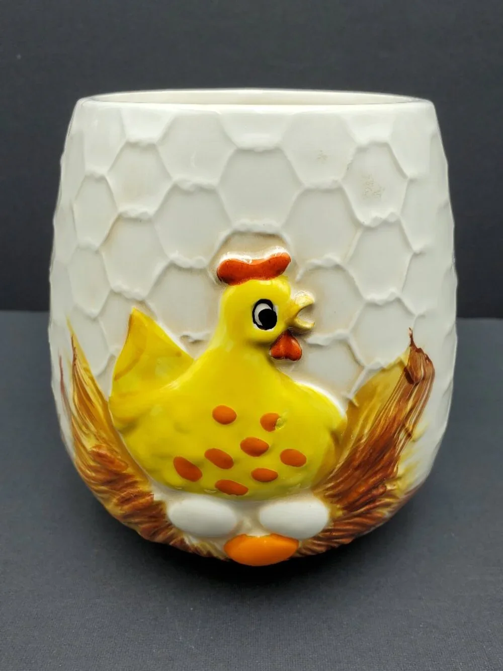 Sears Chicken Little Canister Hen on Nest Chick Egg Hatching Storage Jar